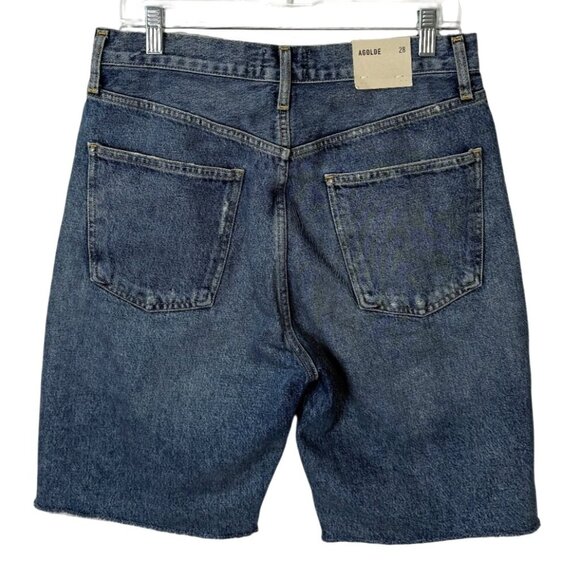 Agolde 90s Mid-Rise Loose Short Precision Blue Denim Cutoff Womens Size 28 NEW - Picture 2 of 9